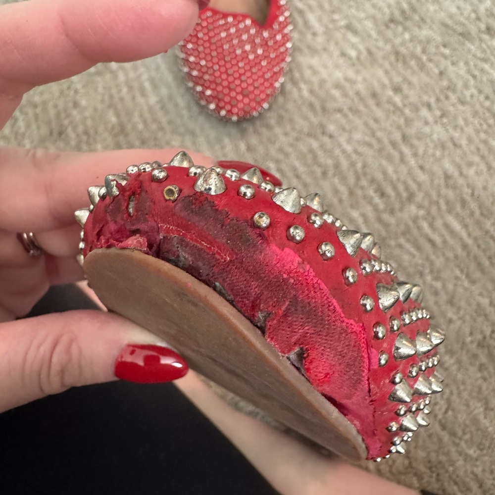 Jeffrey Campbell Red Studded Pointed Flats - Picture 6 of 6